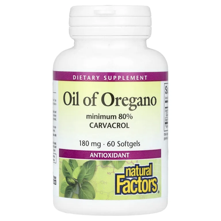Natural Factors, масло орегано, 180 мг, 60 капсул