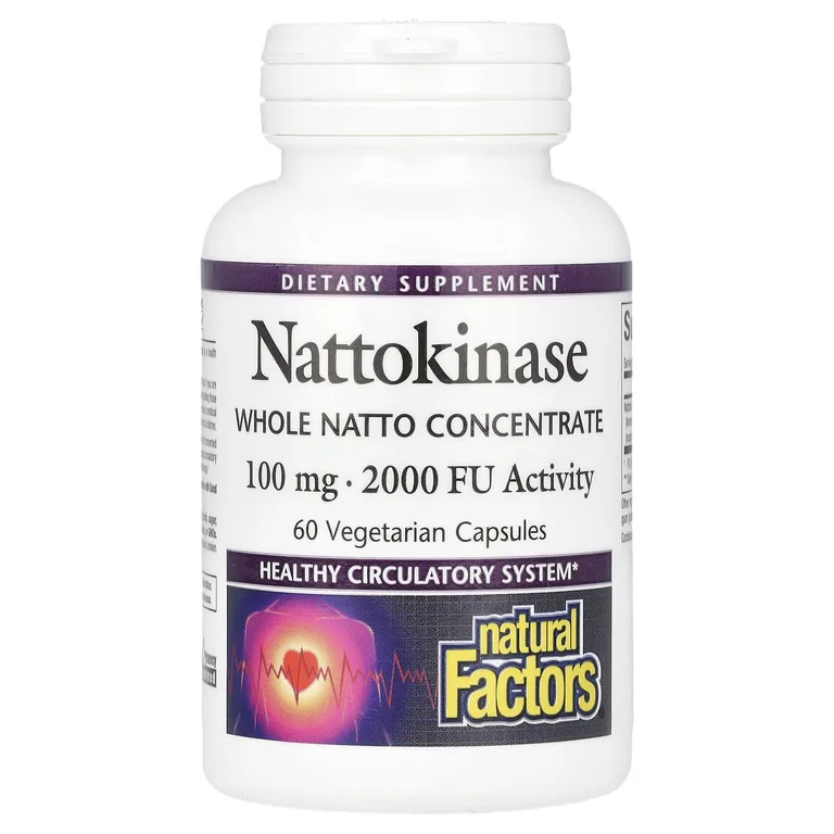 Natural Factors, наттокиназа, 100 мг, 60 вегетарианских капсул