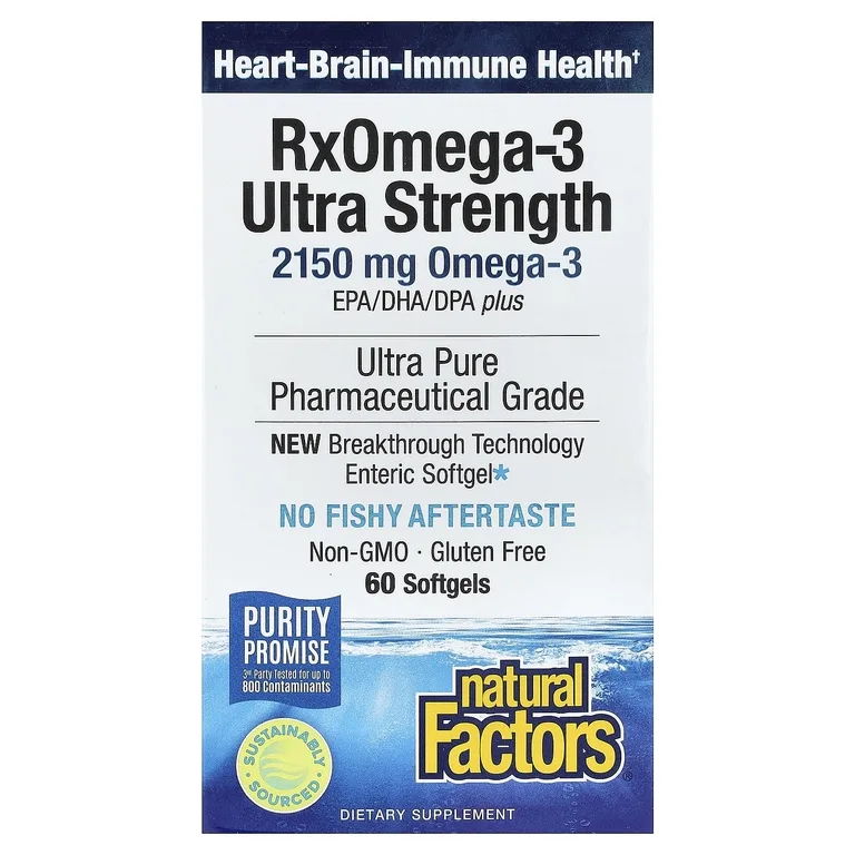 Natural Factors, RxOmega-3, 60 капсул (1570 мг в 1 капсуле)