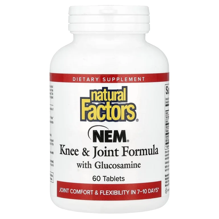 Natural Factors, средство для коленей и суставов с глюкозамином, 60 таблеток