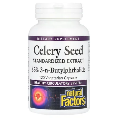 Natural Factors, стандартизированный экстракт семян сельдерея, 120 вегетарианских капсул