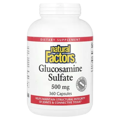 Natural Factors, сульфат глюкозамина, 500 мг, 360 капсул