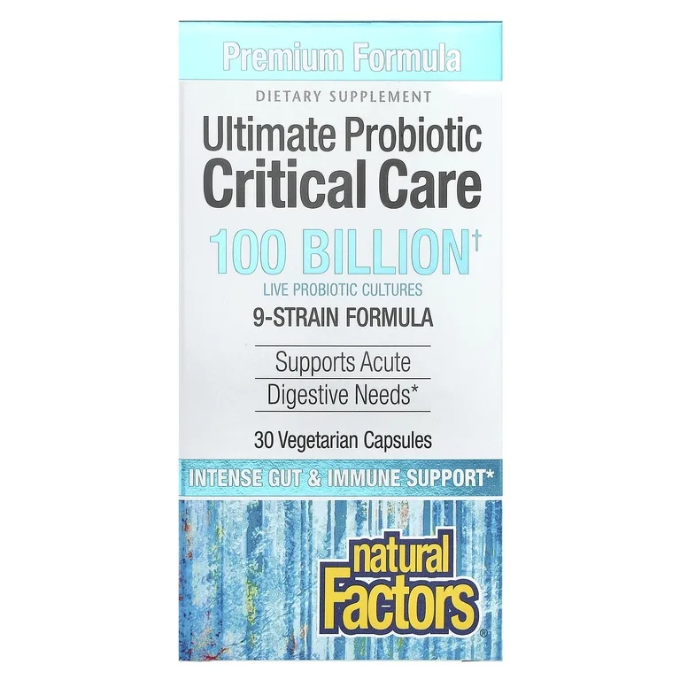 Natural Factors, Ultimate Probiotic Critical Care, пробиотики для лечения критических состояний, 100 миллиардов КОЕ, 30 вегетарианских капсул