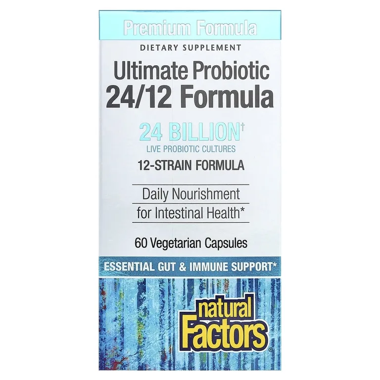 Natural Factors, Ultimate Probiotic, формула 24/12, 60 вегетарианских капсул