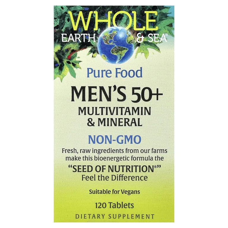 Natural Factors, Whole Earth & Sea®, мультивитамины и минералы для мужчин старше 50 лет, 120 таблеток