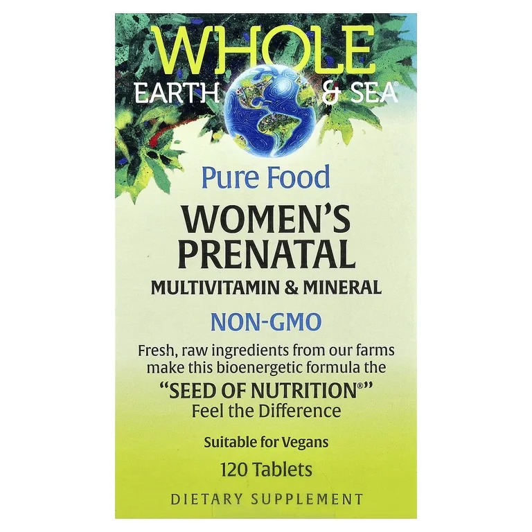 Natural Factors, Whole Earth & Sea®, пренатальные мультивитамины и минералы для женщин, 120 таблеток