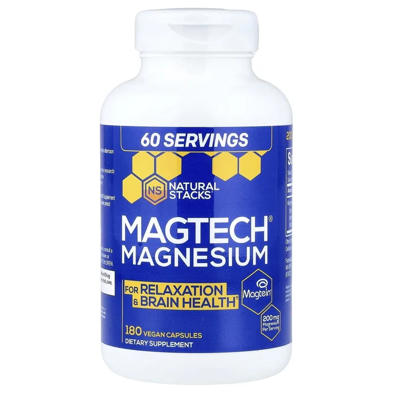 Natural Stacks, MagTech®, магний, 180 веганских капсул (66,6 мг в 1 капсуле)