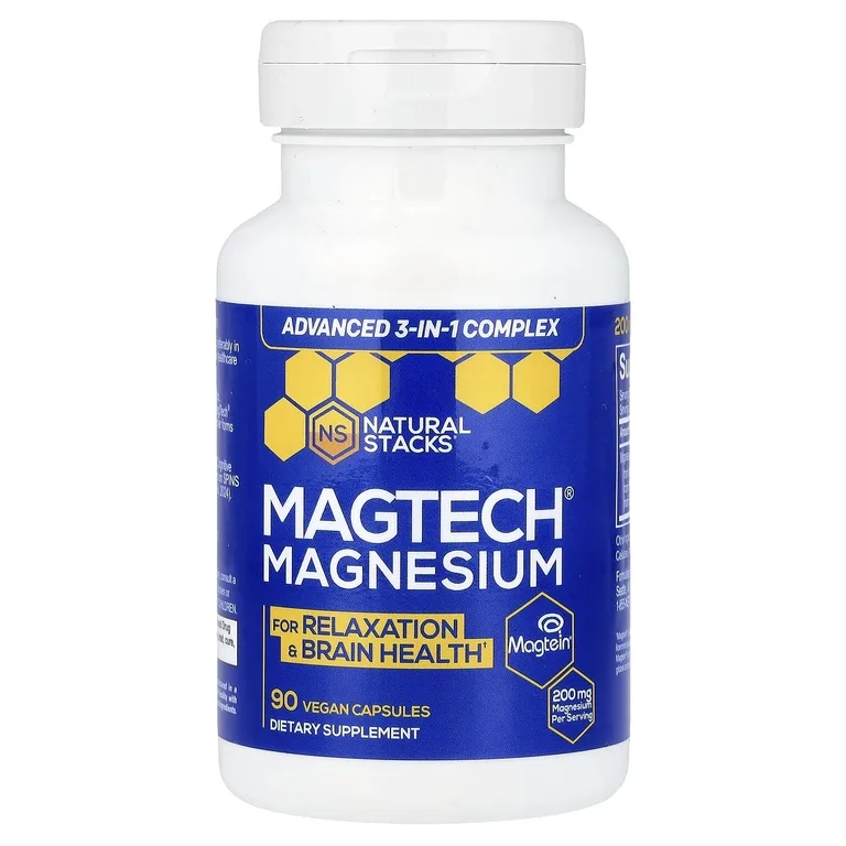 Natural Stacks, MagTech®, магний, 90 веганских капсул (66,6 мг в 1 капсуле)