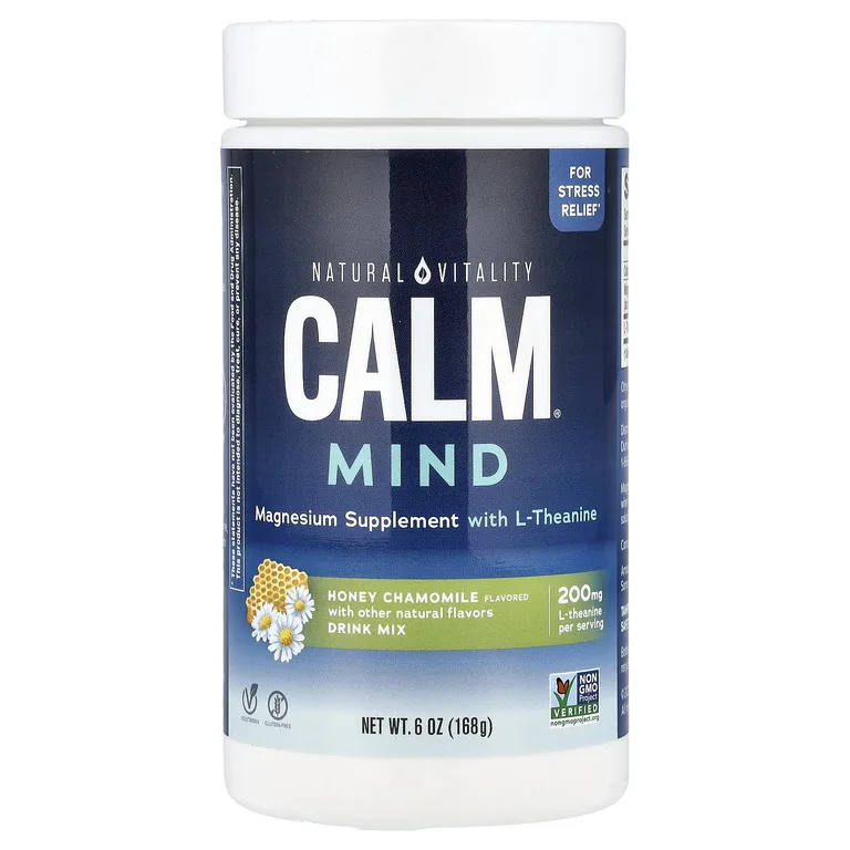 Natural Vitality, CALM®, Mind, добавка с магнием и L-теанином, смесь для приготовления напитка, мед и ромашка, 168 г (6 унций)
