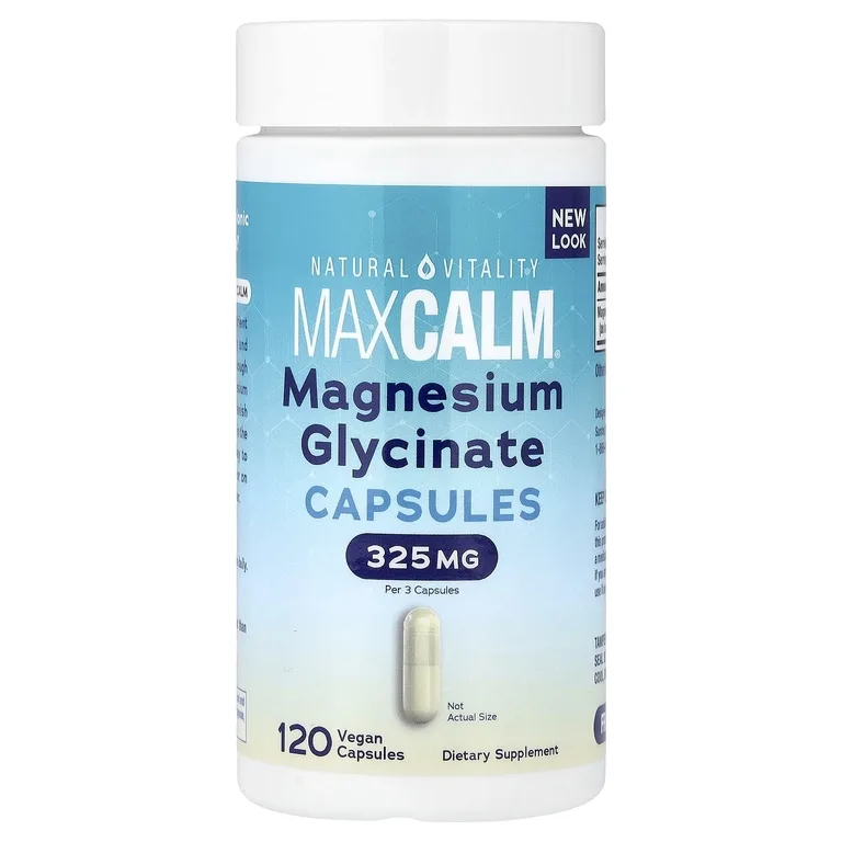 Natural Vitality, MAXCALM®, глицинат магния, 120 веганских капсул (108 мг в 1 капсуле)