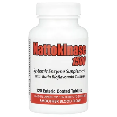 Naturally Vitamins, Наттокиназа 1500, добавка с системными ферментами, 120 таблеток, покрытых кишечнорастворимой оболочкой