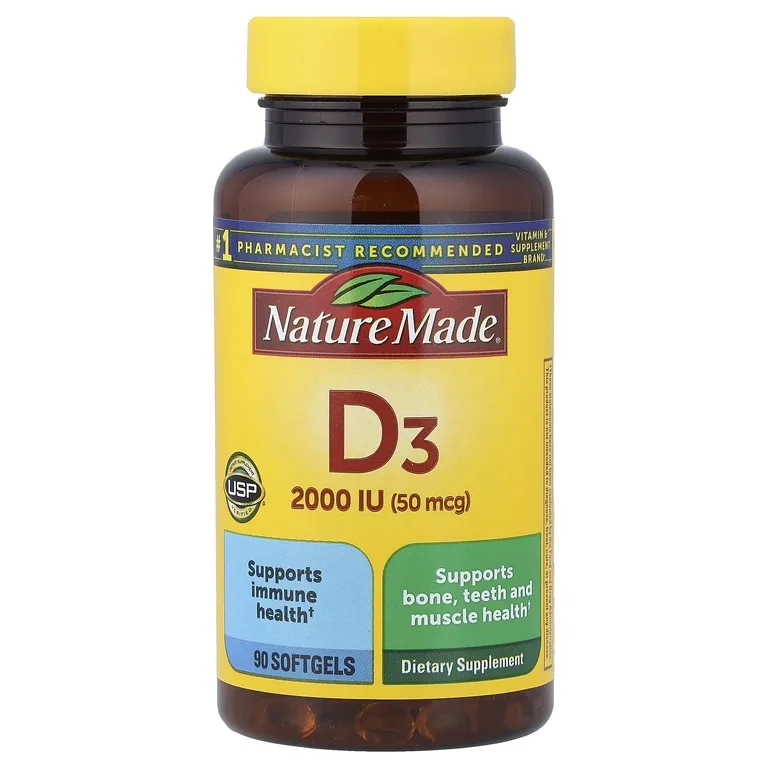 Nature Made, Витамин D3, 50 мкг, 90 желатиновых капсул