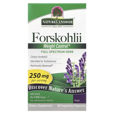 Nature's Answer, форсколии, 250 мг, 60 вегетарианских капсул