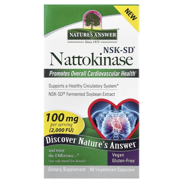 Nature's Answer, NSK-SD®, наттокиназа, 100 мг (2000 FU), 60 вегетарианских капсул