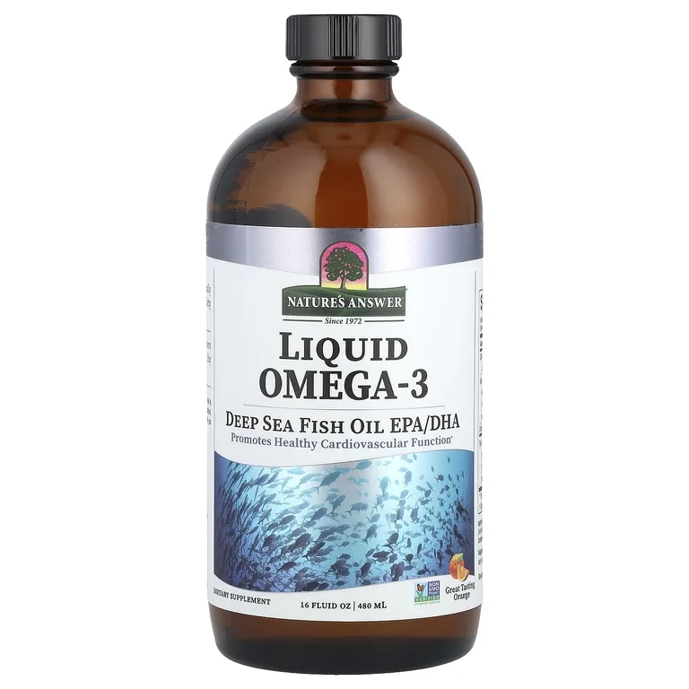 Nature's Answer, омега-3 в жидкой форме, жир глубоководных рыб с ЭПК и ДГК, со вкусом апельсина, 480 мл (16 жидк. унций)