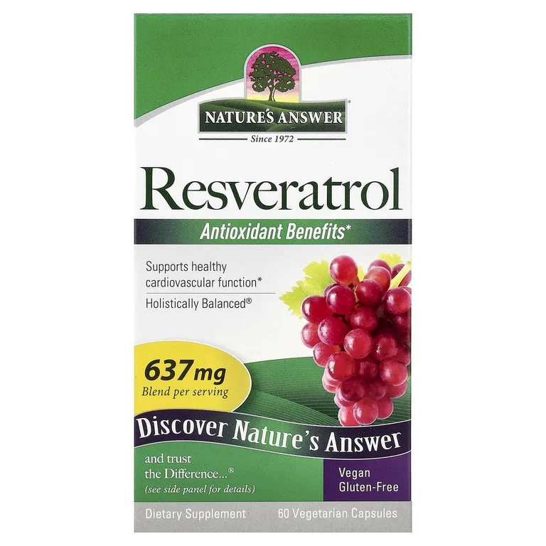 Nature's Answer, Ресвератрол, 60 вегетарианских капсул