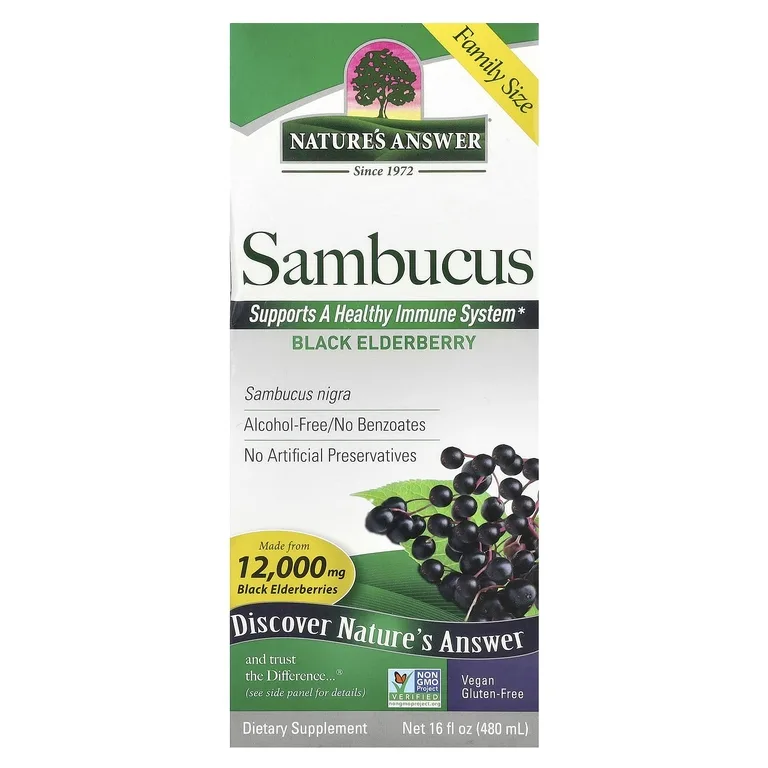 Nature's Answer, Sambucus, черная бузина, без спирта, 2500 мг, 480 мл (16 жидк. Унций)
