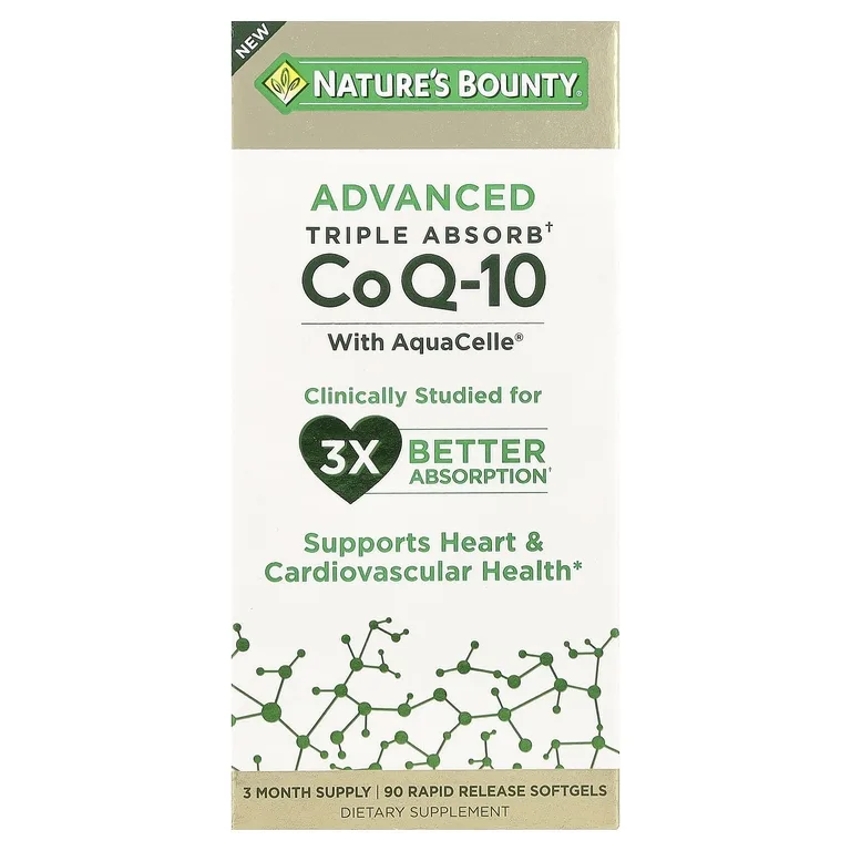 Nature's Bounty, Advanced Triple Absorb CoQ-10, 90 мягких таблеток с быстрым высвобождением (100 мг в каждой капсуле)