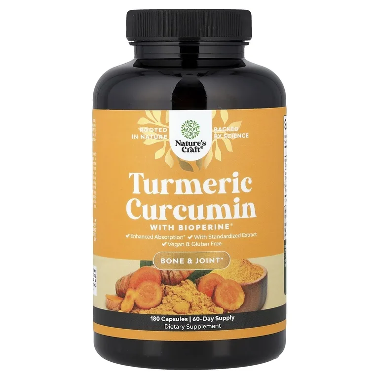 Nature's Craft, куркумин из куркумы с BioPerine®, 180 капсул