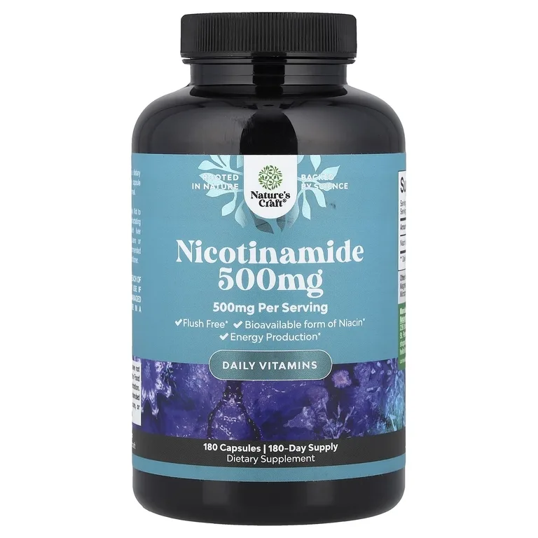 Nature's Craft, никотинамид, 500 мг, 180 капсул