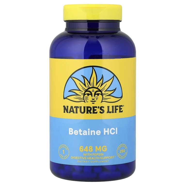 Nature's Life, Бетаин гидрохлорид, 648 мг, 250 капсул
