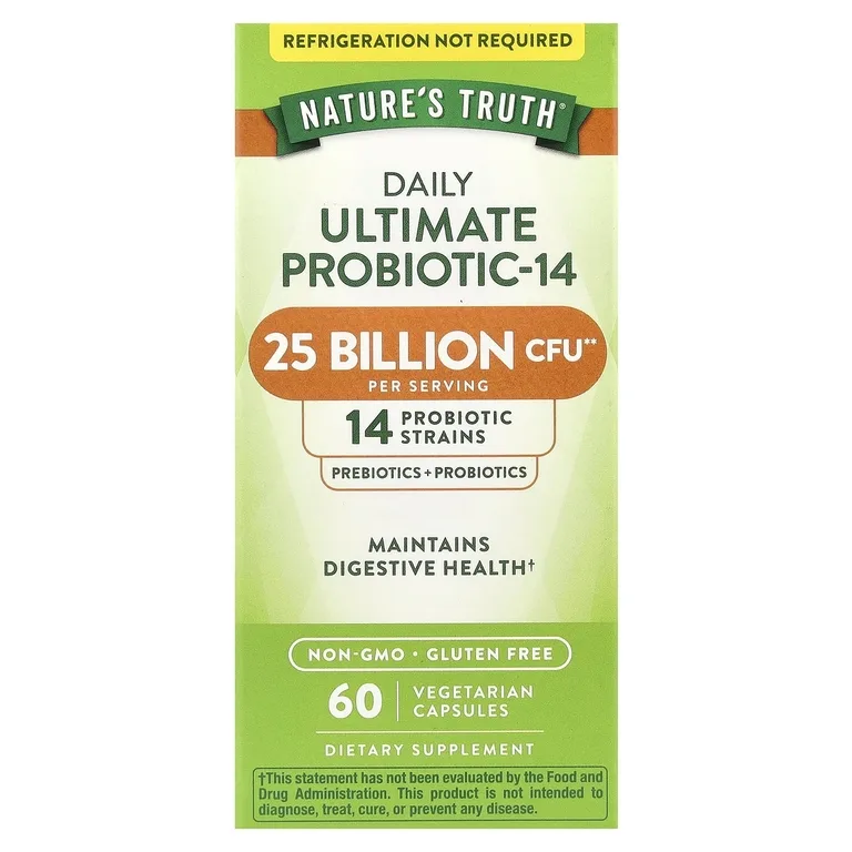 Nature's Truth, Daily Ultimate Probiotic-14, 25 млрд КОЕ, 60 вегетарианских капсул