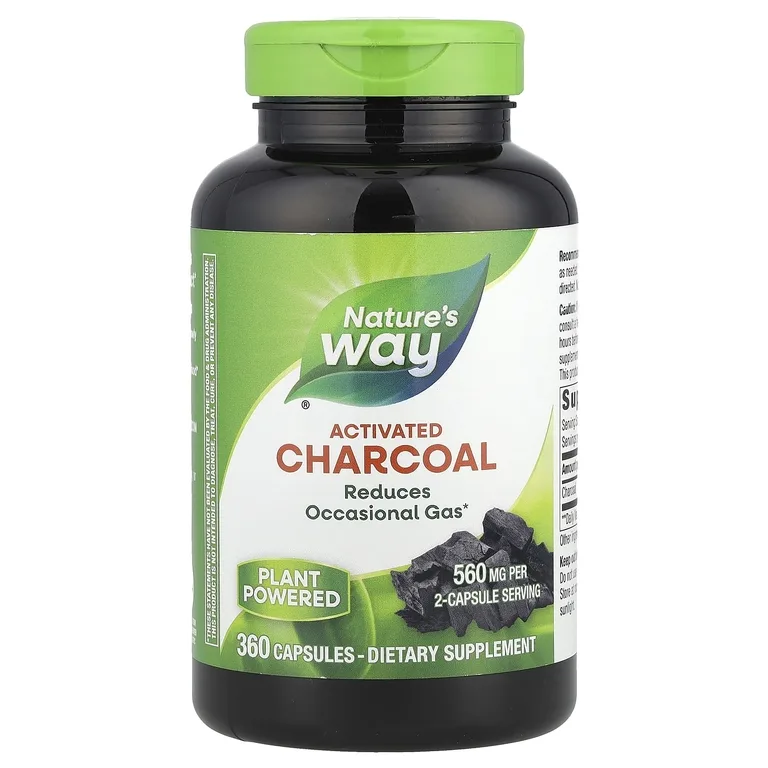 Nature's Way, активированный уголь, 360 капсул (280 мг в 1 капсуле)