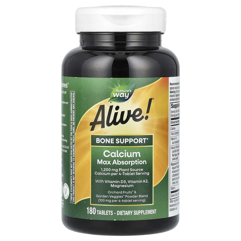 Nature's Way, Alive!, кальций, максимальное усвоение, 180 таблеток