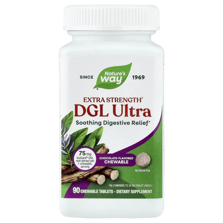 Nature's Way, DGL Ultra, с шоколадным вкусом, 90 жевательных таблеток