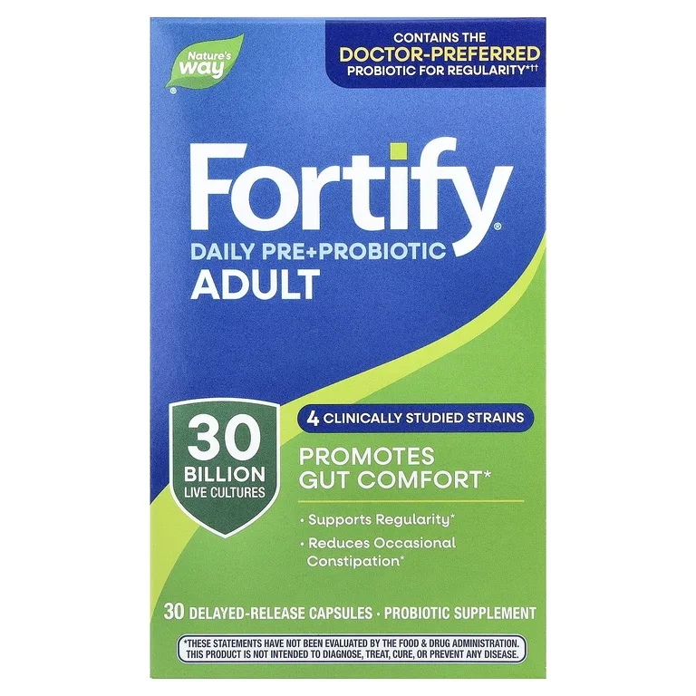 Nature's Way, Fortify®, ежедневные пребиотики и пробиотики, для взрослых, 30 капсул с отсроченным высвобождением