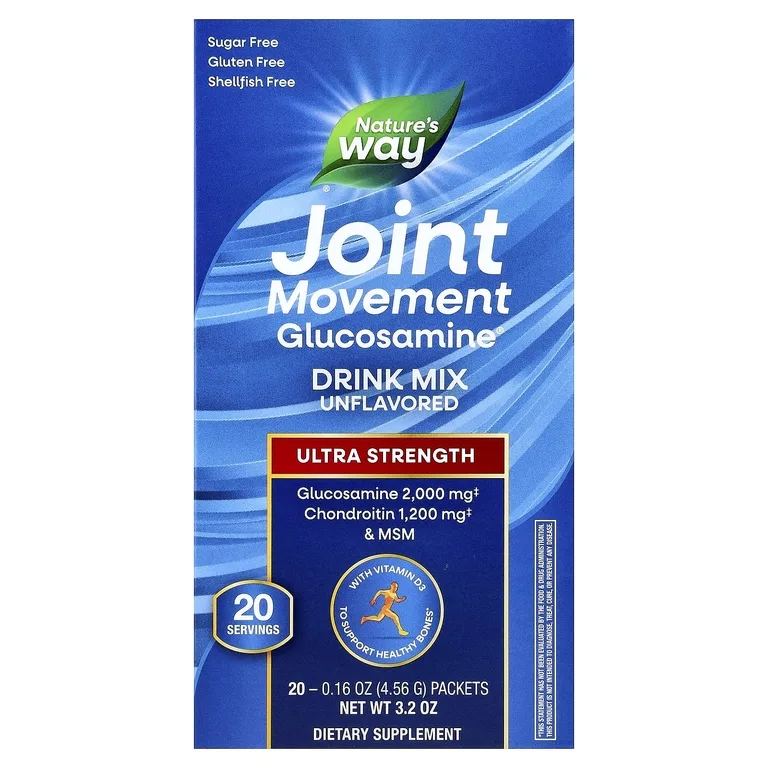 Nature's Way, Joint Movement Glucosamine®, смесь для приготовления напитков, с повышенной силой действия, без ароматизаторов, 20 пакетиков по 4,56 г (0,16 унции)