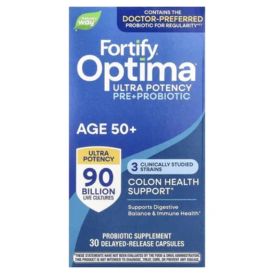 Nature's Way, пробиотик Optima®, Fortify® для людей старше 50 лет, 90 млрд КОЕ, 30 капсул с отсроченным высвобождением