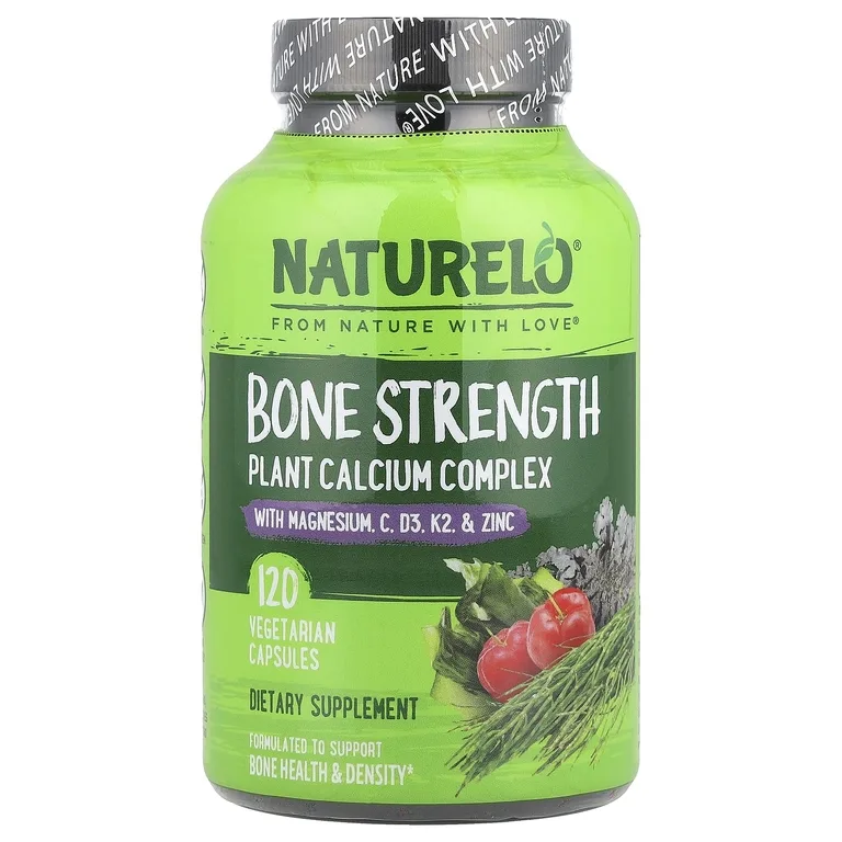 NATURELO, комплекс с растительным кальцием для прочности костей, 120 вегетарианских капсул