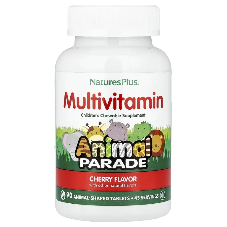 NaturesPlus, Animal Parade®, жевательные мультивитамины для детей, со вкусом вишни, 90 таблеток в форме животных