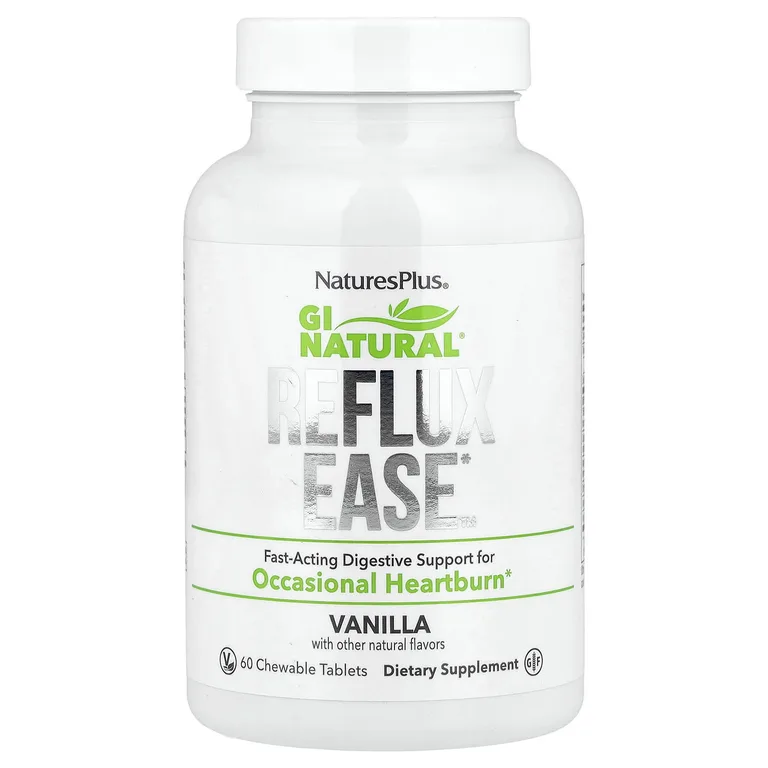 NaturesPlus, Gi Natural, Reflux Ease, ваниль, 60 жевательных таблеток