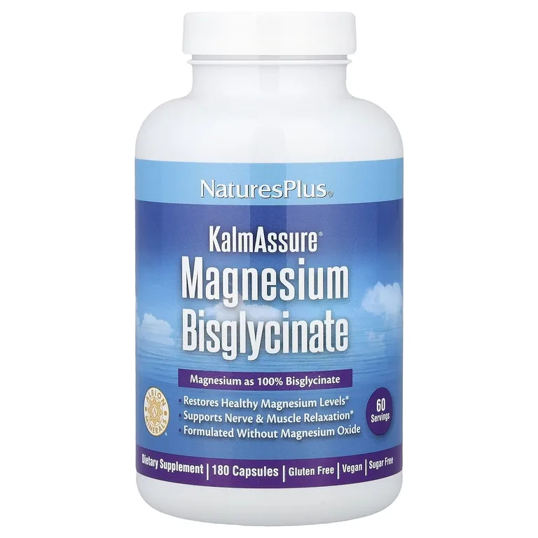 NaturesPlus, KalmAssure®, бисглицинат магния, 180 капсул (70 мг в 1 капсуле)