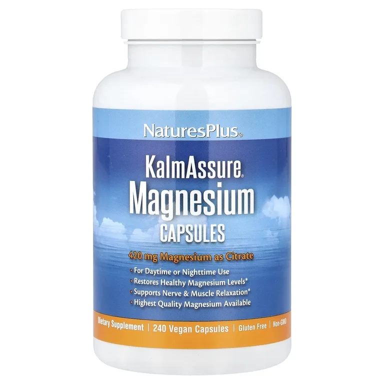 NaturesPlus, KalmAssure®, магний, 240 веганских капсул (105 мг в 1 капсуле)