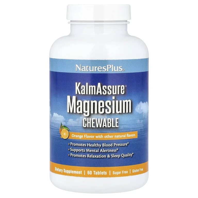 NaturesPlus, KalmAssure®, жевательные таблетки с магнием, со вкусом апельсина, 60 таблеток