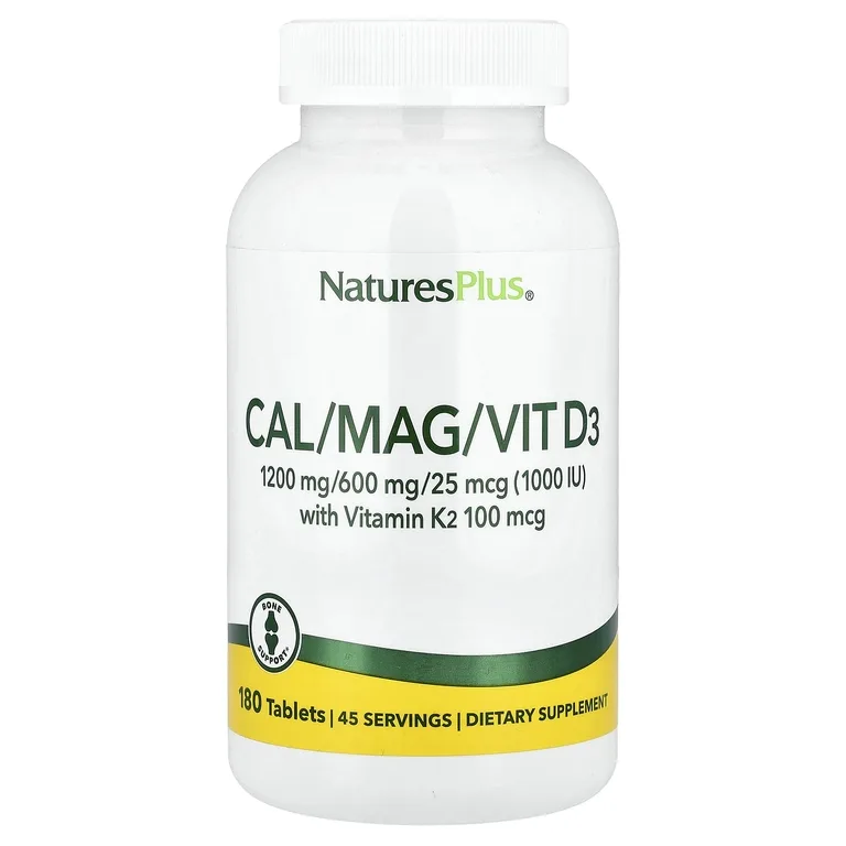 NaturesPlus, комплекс с кальцием, магнием, витаминами D3 и К2, 180 таблеток