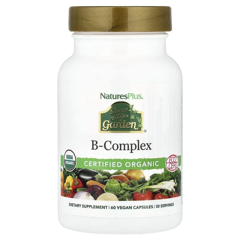 NaturesPlus, комплекс витаминов группы B, 60 растительных капсул
