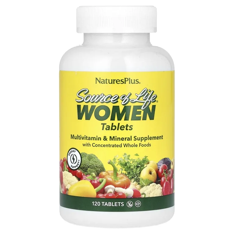 NaturesPlus, мультивитаминная и минеральная добавка для женщин с концентрированными цельными продуктами, 120 таблеток