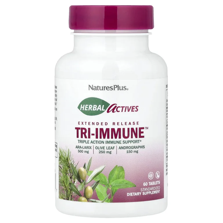 NaturesPlus, Поддержка иммунитета тройного действия с длительным высвобождением, 60 таблеток
