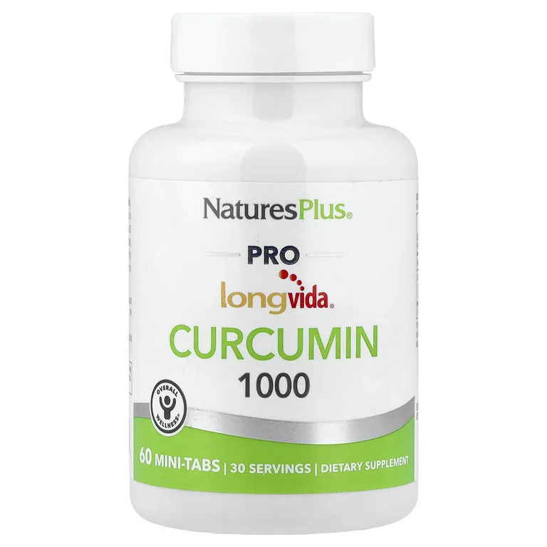 NaturesPlus, Pro Longvida®, куркумин 1000, 60 мини-таблеток (500 мг в таблетке)