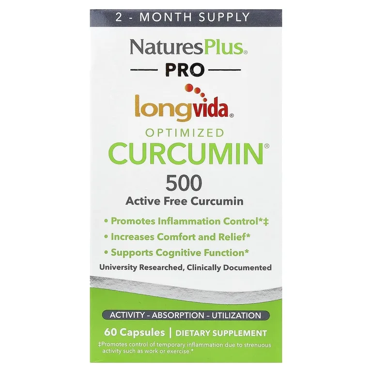 NaturesPlus, Pro Longvida® Оптимизированный куркумин® 500, 500 мг, 60 капсул
