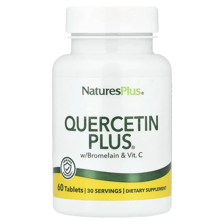 NaturesPlus, Quercetin Plus® с бромелаином и витамином. C, 60 таблеток