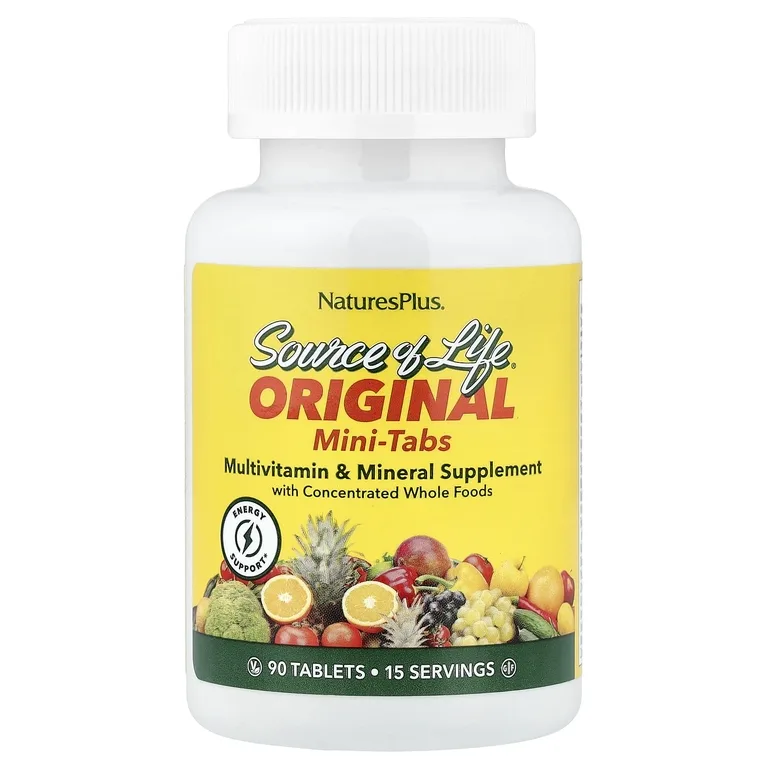 NaturesPlus, Source of Life®, оригинальные мини-таблетки, мультивитаминная и минеральная добавка, 90 таблеток