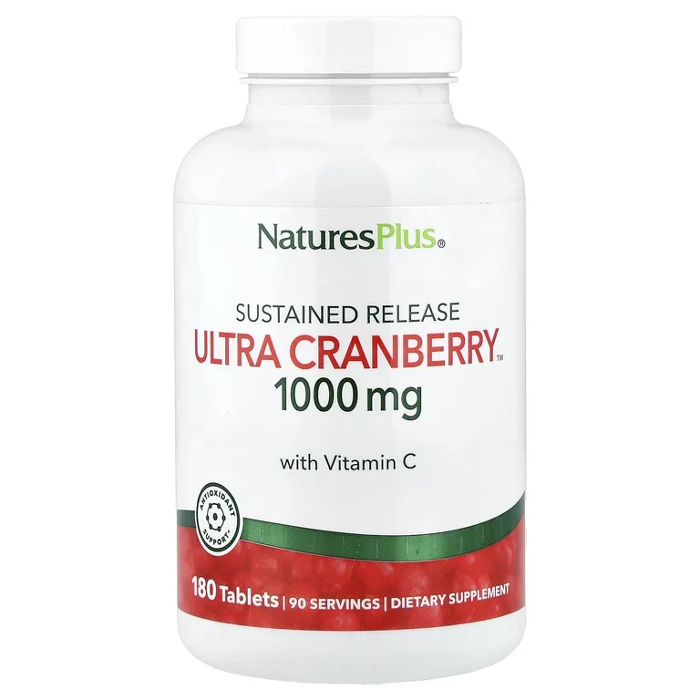 NaturesPlus, Ultra Cranberry™ с витамином C, длительное высвобождение, 180 таблеток
