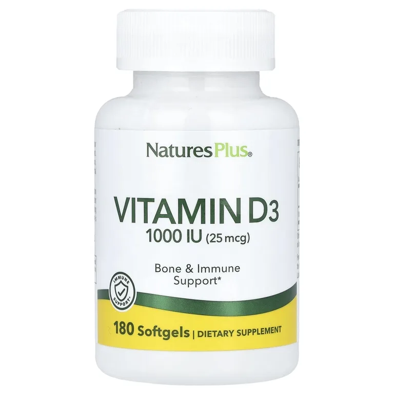 NaturesPlus, витамин D3, 25 мкг (1000 МЕ), 180 капсул