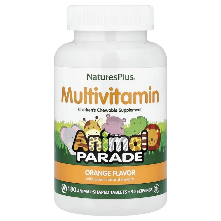 NaturesPlus, жевательные мультивитамины для детей, со вкусом апельсина, 180 таблеток в форме животных