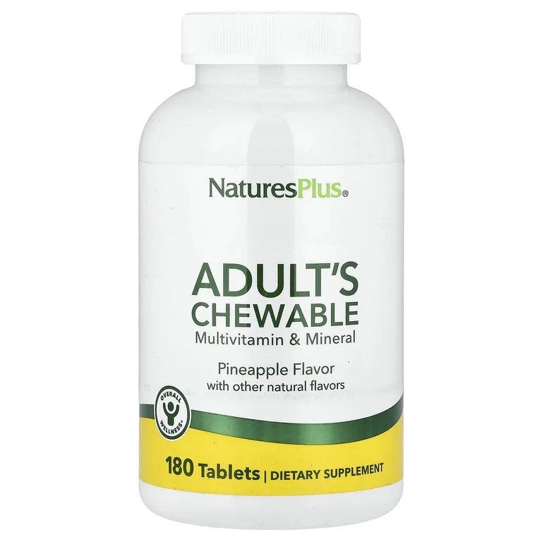 NaturesPlus, жевательные мультивитамины и минералы для взрослых, со вкусом ананаса, 180 таблеток
